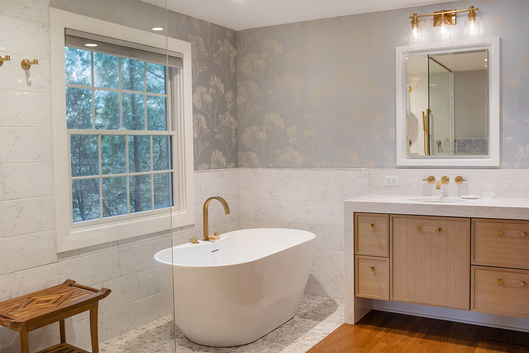 Primary Bathroom Remodel With Waterfall Edge In Madison, WI - Sweeney ...