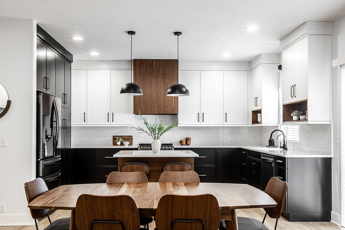 A mid-century modern kitchen.