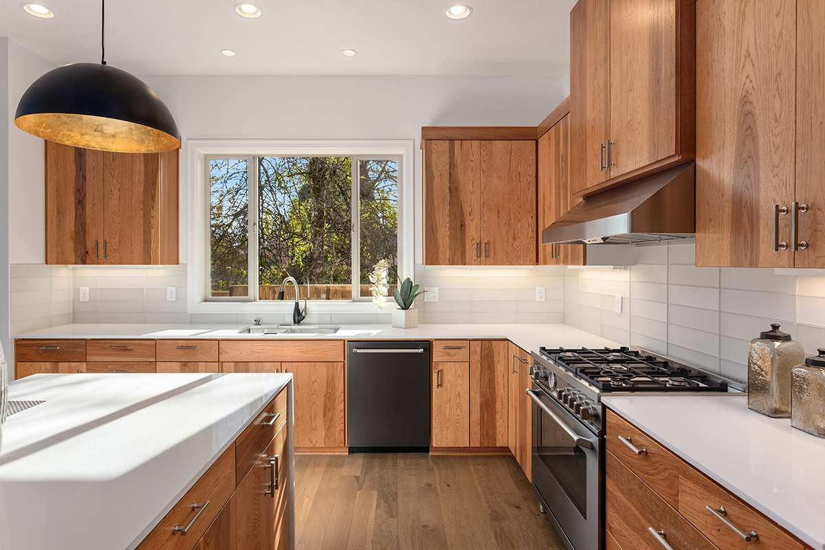 An impressive, modern galley kitchen.